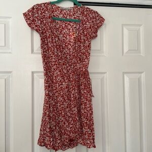 Abercrombie & Fitch floral wrap mini dress with flutter sleeves